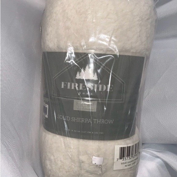Fireside Other - White Sherpa Throw Blanket
